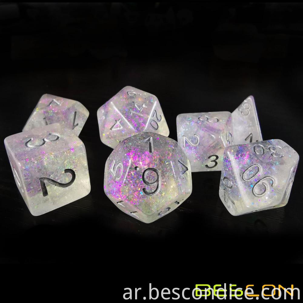Shimmery Polyhedral Dice Set Silver Purple 3